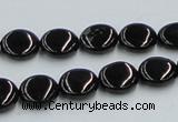 CJB21 16 inches 12mm flat round natural jet gemstone beads wholesale