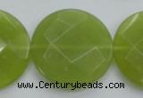 CKA268 15.5 inches 30mm faceted coin Korean jade gemstone beads