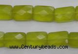 CKA280 15.5 inches 10*14mm faceted rectangle Korean jade gemstone beads