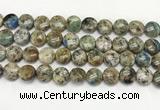 CKJ486 15.5 inches 10mm flat round natural k2 jasper beads