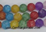 CKQ04 15.5 inches 10mm round matte dyed crackle quartz beads