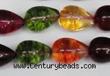 CKQ110 15.5 inches 12*18mm teardrop dyed crackle quartz beads