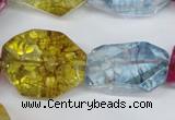 CKQ119 15.5 inches 16*26mm faceted nuggets dyed crackle quartz beads