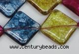 CKQ133 15.5 inches 25*25mm diamond dyed crackle quartz beads