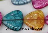 CKQ136 15.5 inches 25*25mm triangle dyed crackle quartz beads