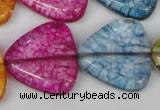 CKQ137 15.5 inches 30*30mm triangle dyed crackle quartz beads