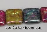 CKQ156 15.5 inches 25*25mm square AB-color crackle quartz beads