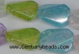 CKQ164 15.5 inches 18*25mm twisted rectangle AB-color crackle quartz beads