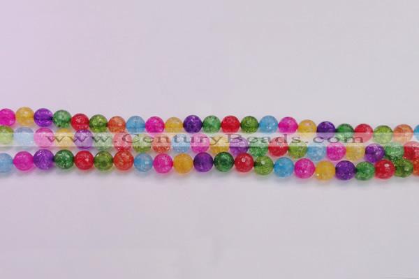 CKQ350 15.5 inches 6mm faceted round dyed crackle quartz beads