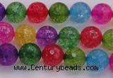 CKQ351 15.5 inches 8mm faceted round dyed crackle quartz beads