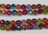 CKQ41 15.5 inches 6mm faceted round dyed crackle quartz beads