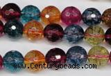 CKQ43 15.5 inches 10mm faceted round dyed crackle quartz beads