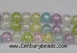 CKQ61 15.5 inches 6mm round AB-color dyed crackle quartz beads