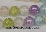 CKQ64 15.5 inches 12mm round AB-color dyed crackle quartz beads