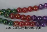 CKQ71 15.5 inches 6mm round AB-color dyed crackle quartz beads