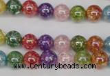 CKQ72 15.5 inches 8mm round AB-color dyed crackle quartz beads