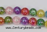 CKQ73 15.5 inches 10mm round AB-color dyed crackle quartz beads