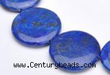 CLA21 coin deep blue dyed lapis lazuli 25mm gemstone beads