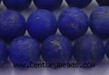 CLA74 15.5 inches 12mm round matte lapis lazuli beads wholesale