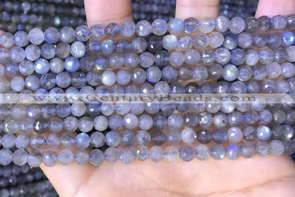 CLB1070 15.5 inches 4mm faceted round labradorite beads