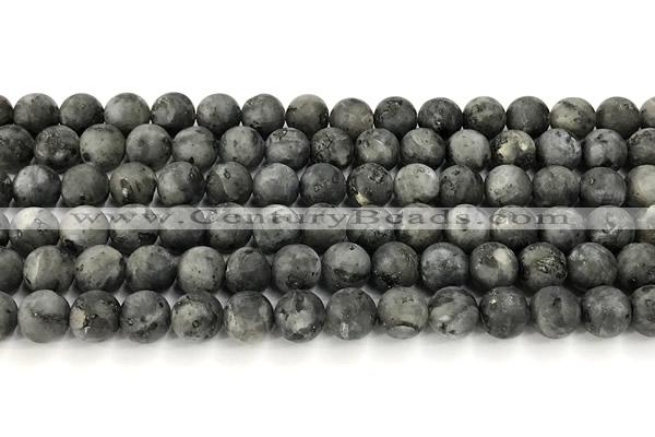 CLB1197 15 inches 8mm round matte black labradorite beads