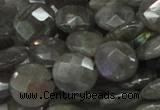 CLB14 16 inches 14mm faceted coin labradorite gemstone beads