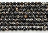 CLB2002 15 inches 8mm round black lepidolite gemstone beads
