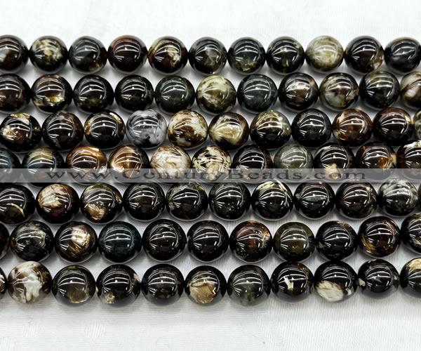 CLB2004 15 inches 12mm round black lepidolite gemstone beads