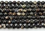 CLB2004 15 inches 12mm round black lepidolite gemstone beads