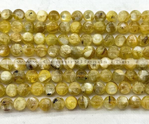 CLB2011 15 inches 8mm round yellow lepidolite gemstone beads