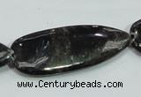 CLB317 15.5 inches 18*42mm flat teardrop black labradorite beads