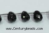 CLB319 10*14mm top-drilled faceted teardrop black labradorite beads