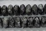 CLB323 15.5 inches 7*14mm faceted rondelle black labradorite beads