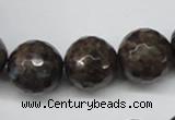 CLB407 15.5 inches 18mm faceted round grey labradorite beads