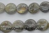 CLB73 15.5 inches 14mm flat round labradorite beads wholesale