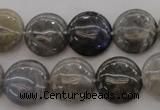 CLB74 15.5 inches 15mm flat round labradorite beads wholesale