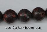 CLD106 15.5 inches 16mm faceted round leopard skin jasper beads