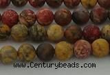 CLD211 15.5 inches 6mm round matte leopard skin jasper beads