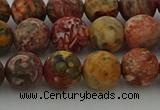 CLD213 15.5 inches 10mm round matte leopard skin jasper beads