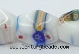 CLG536 16 inches 12*15mm faceted cuboid lampwork glass beads