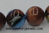 CLG542 16 inches 12mm round goldstone & lampwork glass beads