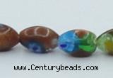 CLG545 16 inches 8*13mm rice goldstone & lampwork glass beads