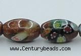 CLG546 16 inches 10*14mm rice goldstone & lampwork glass beads