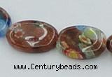 CLG553 16 inches 10*14mm oval goldstone & lampwork glass beads