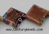 CLG560 16 inches 15*15mm diamond goldstone & lampwork glass beads