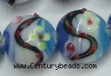 CLG818 15.5 inches 20mm flat round lampwork glass beads wholesale