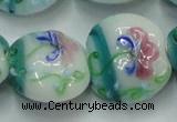 CLG824 15.5 inches 20mm flat round lampwork glass beads wholesale