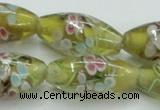 CLG868 15.5 inches 10*20mm rice lampwork glass beads wholesale