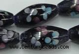 CLG872 15.5 inches 10*20mm rice lampwork glass beads wholesale