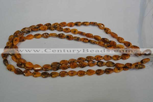 CLJ331 15.5 inches 8*12mm flat teardrop dyed sesame jasper beads